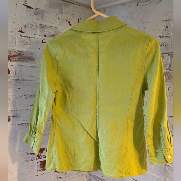 Talbots Chartreuse Green Button-down Shirt - Picture 2 of 5